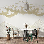 Papier peint Dessin de montagnes et de nuages