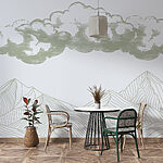 Papier peint Wall murals Drawing of mountains and clouds