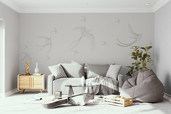 Groupe d'oiseaux en vol Papier peint Groupe d'oiseaux en vol