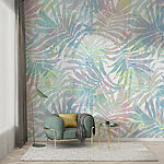 Papier peint Motif de feuilles sur fond blanc