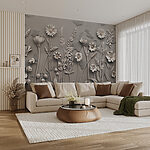 Papier peint Art mural avec fleurs et plantes