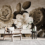 Papier peint Fleurs dans les tons sépia