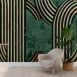 Papier peint Motif rayé vert et noir