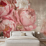 Papier peint Groupe de fleurs roses