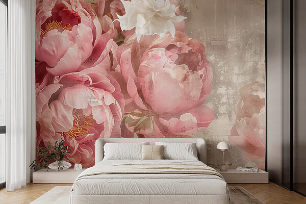 Groupe de fleurs roses Papier peint Groupe de fleurs roses