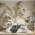 Papier peint Feuilles élégantes dans un monochrome serein