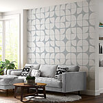 Papier peint Motif de cercles blancs et gris