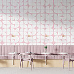 Papier peint Motif de cercles blancs et roses