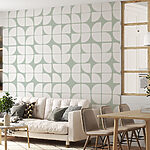 Papier peint Motif de cercles blancs et gris