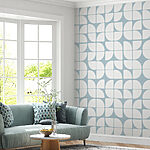 Papier peint Motif de cercles blancs et bleus