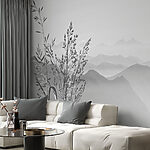 Papier peint Paysage avec montagnes et plantes