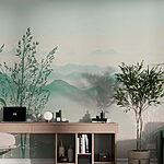 Papier peint Paysage avec montagnes et arbres