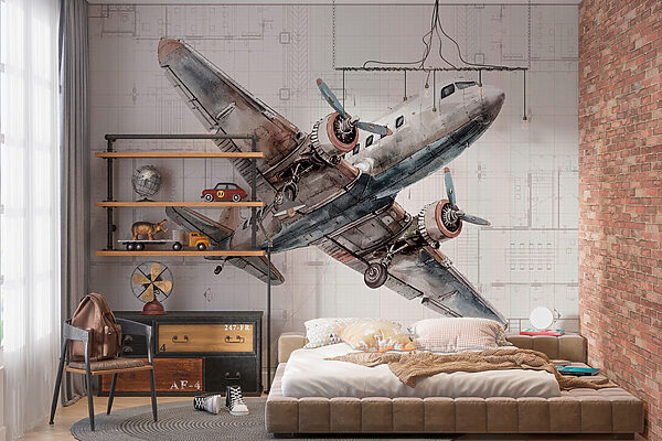 Un avion qui vole dans les airs Papier peint Un avion qui vole dans les airs