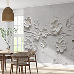 Papier peint Fleurs blanches sur une surface blanche