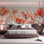 Papier peint Groupe de fleurs roses
