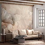 Papier peint Feuilles en murmures monochromes