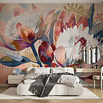 Papier peint Peinture de fleurs sur une surface
