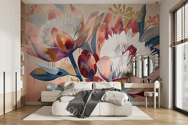 Peinture de fleurs sur une surface Papier peint Peinture de fleurs sur une surface