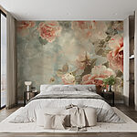 Papier peint Groupe de fleurs roses