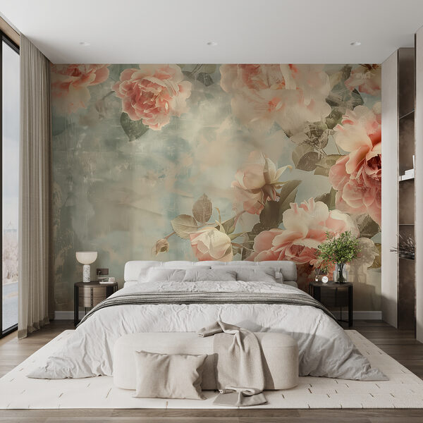 Groupe de fleurs roses Papier peint Groupe de fleurs roses