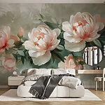 Papier peint Groupe de fleurs sur une surface blanche