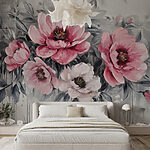 Papier peint Peinture de fleurs roses