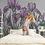Papier peint Groupe de fleurs violettes