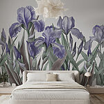 Papier peint Groupe de fleurs violettes