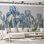 Papier peint Groupe de fleurs bleues