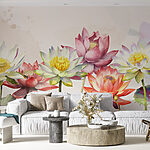 Papier peint Groupe de fleurs colorées