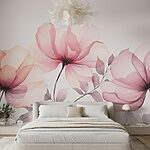 Papier peint Fleurs élégantes dans des teintes aquarelles