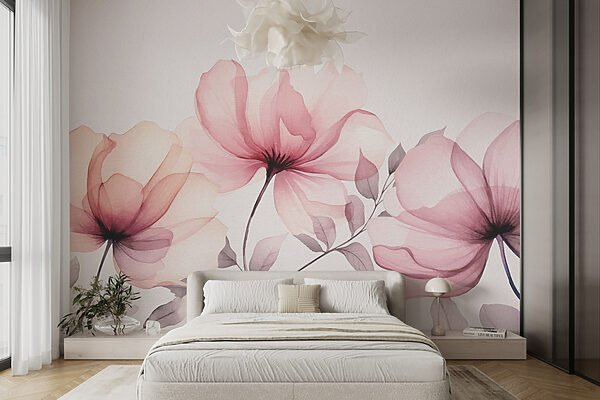Fleurs élégantes dans des teintes aquarelles Papier peint Fleurs élégantes dans des teintes aquarelles