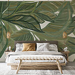 Papier peint Peinture de feuilles sur une surface blanche