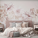 Papier peint Groupe de fleurs sur fond blanc