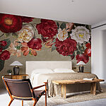 Papier peint Groupe de fleurs sur fond gris