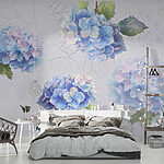 Papier peint Hortensias délicats dans des teintes douces