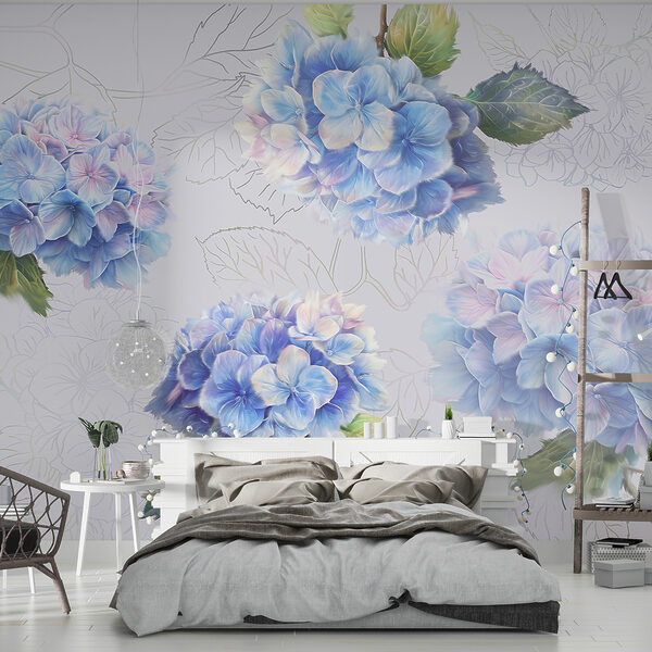 Hortensias délicats dans des teintes douces Papier peint Hortensias délicats dans des teintes douces
