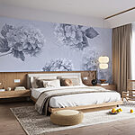 Papier peint Groupe de fleurs sur fond clair