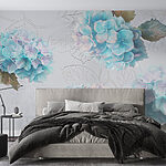 Papier peint Hortensias sereins aux teintes douces