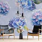 Papier peint Groupe de fleurs bleues