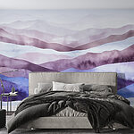 Papier peint Peinture de montagnes avec brouillard