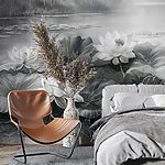 Papier peint Groupe de fleurs blanches sur un lac