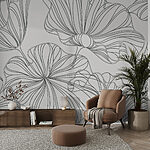 Papier peint Motif de fleurs sur fond blanc