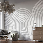 Papier peint Fond blanc et gris avec des lignes courbes