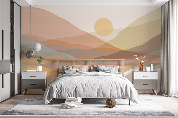 Le soleil dans le ciel Papier peint Le soleil dans le ciel