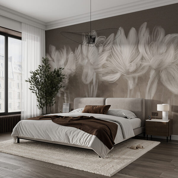 Groupe de fleurs blanches Papier peint Groupe de fleurs blanches
