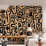 Papier peint Motif de lignes noires et blanches