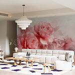 Papier peint Groupe de roses roses