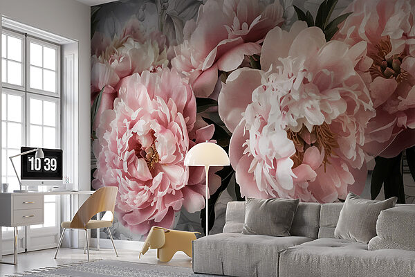 Groupe de fleurs roses Papier peint Groupe de fleurs roses