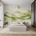 Papier peint Peinture d'une chaîne de montagnes